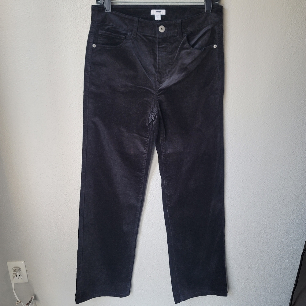 NWT J. Jill Straight Leg Velvet Pants Size 6 Tall In Black